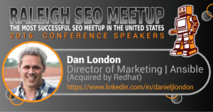 Dan London speaking at the Raleigh SEO Meetup Conference