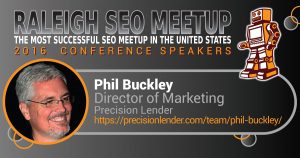 Phil Buckley speaking at the Raleigh SEO Meetup Conference