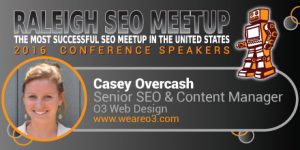 Casey Overcash speaking at the Raleigh SEO Meetup Conference
