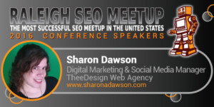 Sharon Dawson speaking at the Raleigh SEO Meetup Conference